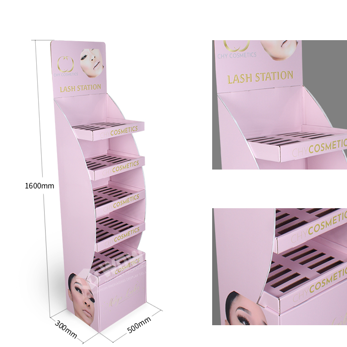 Makeup Display Stand for Retail Stores Featuring Floor Standing Racks and Cardboard POS Display Stands