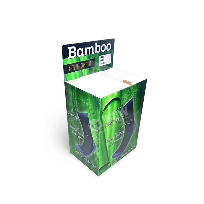 Point of Purchase Materials Featuring Retail Sock Display Rack and Corrugated Dump Bin Display