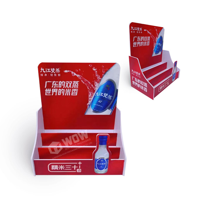 Tier Liquor Bottle Shelf Featuring Point of Purchase Counter Display with 3 Tiers and PVC Display Stand