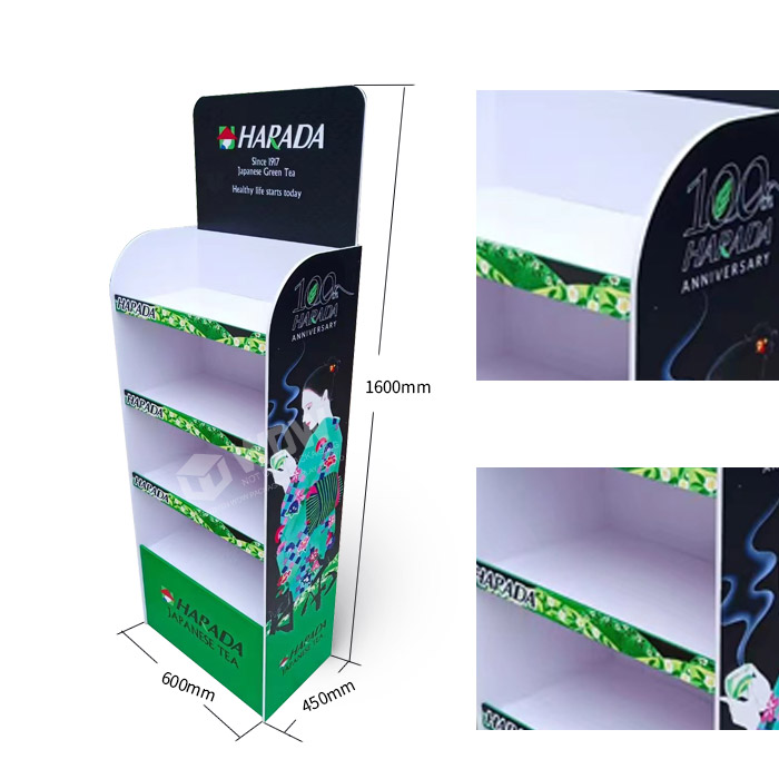 Tea Shop Display Featuring Floor Stand Displays with 4 Shelves and PVC Display Racks