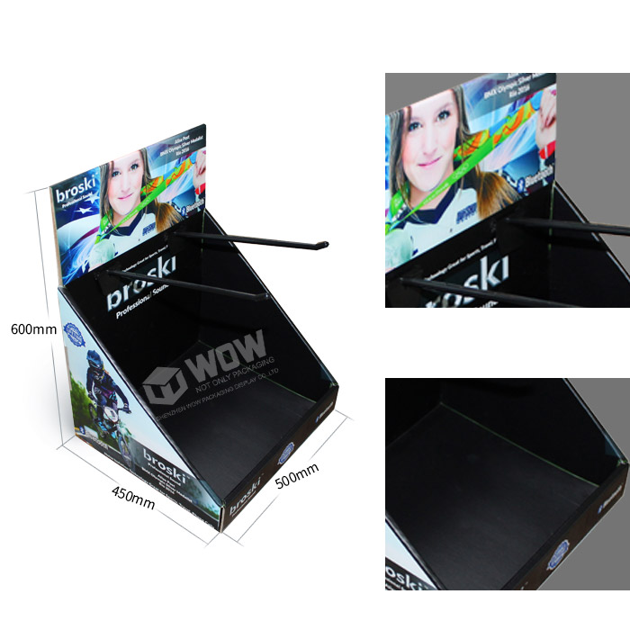 Custom Printed Cardboard Tabletop Display Stand with Hooks for Accessories Rack