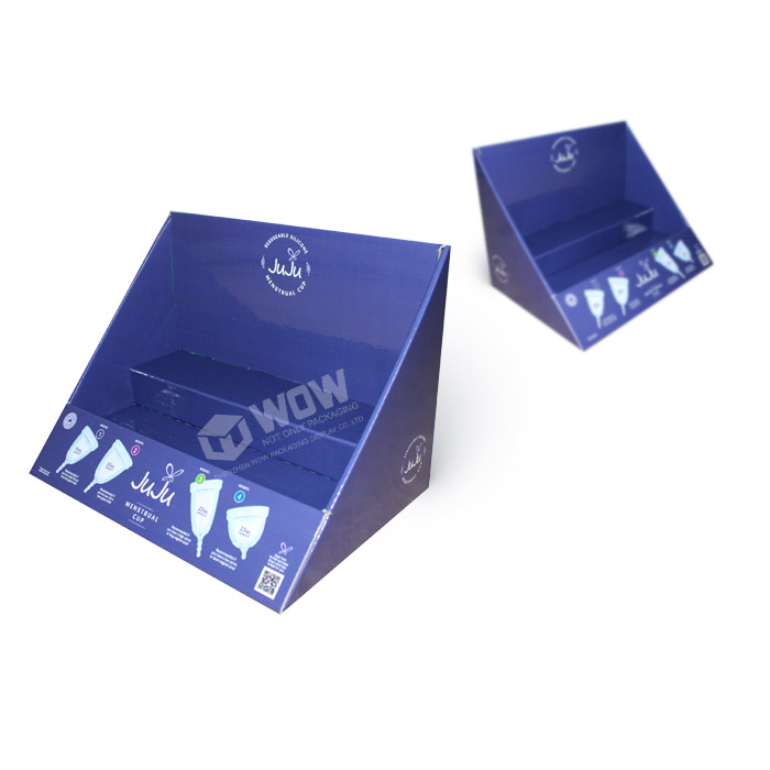 Two-Tier Cardboard POS Step Display Boxes Stand for Retail Towel