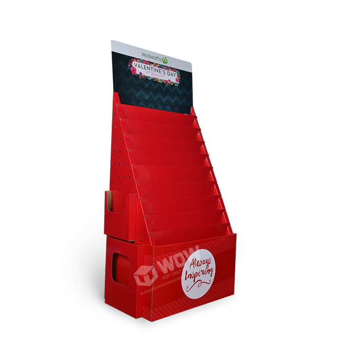 Greeting Card Display Units Featuring Cardboard Tiered Display Stands with 10 Tiers and Custom Cardboard Stands