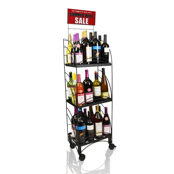 Custom POP Displays and Black Metal Display Stand for Liquor Store Floor Displays