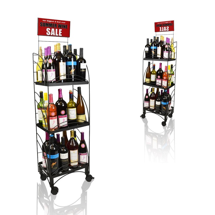 Custom POP Displays and Black Metal Display Stand for Liquor Store Floor Displays