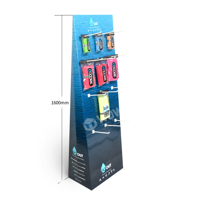 Point of Sale Stand for Retail Towel Display with Cardboard Hooks