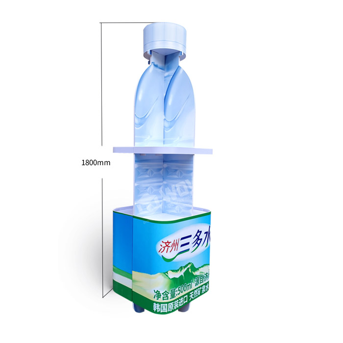 Innovative Shape Bottle Shelf Display with Floor Standing Display Unit and PVC Forex Display Stand