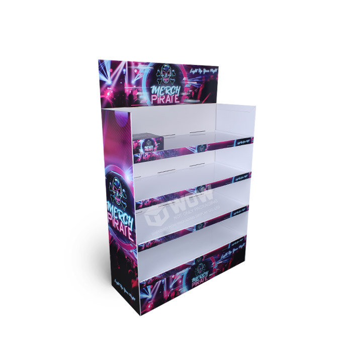 4-Shelf Corrugated Cardboard Cell Phone Accessories Floor Display Rack