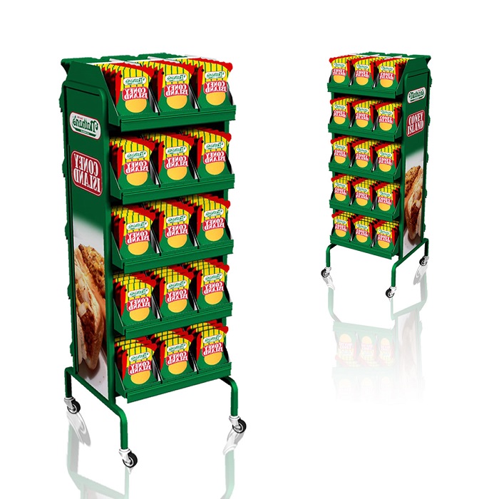 Metal End Cap Display Rack for Potato Chips with Wheels