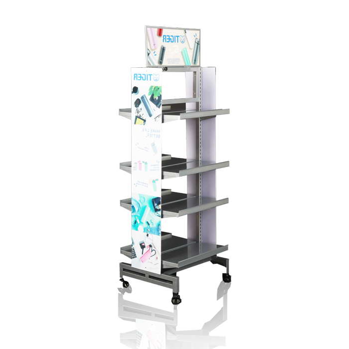 Soda Pop Retail Floor Display with Metal Display Rack