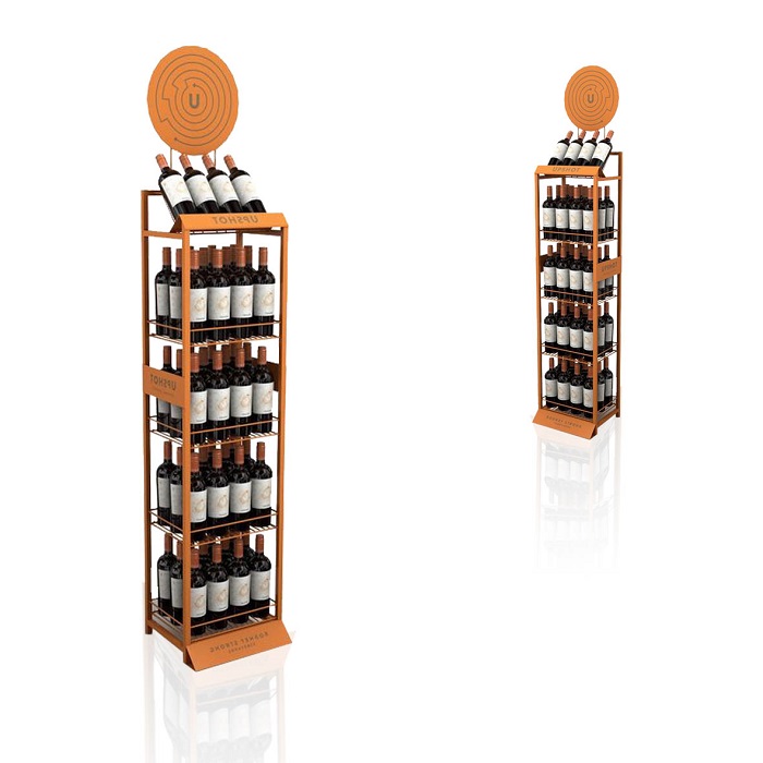 5-Tier Stainless Retail Wine Floor POP Display Shelf Rack