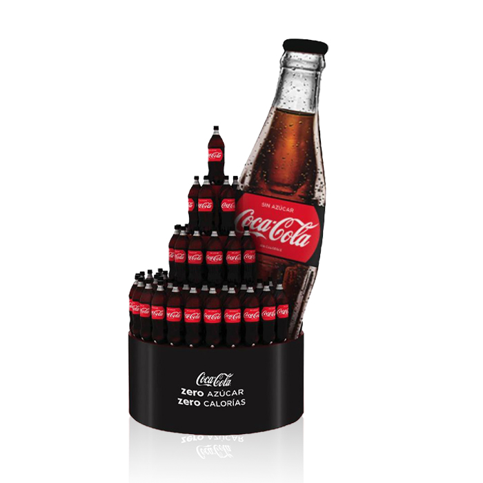 Coca-Cola Bottle Display Rack with Floor Standing Plastic Product Display