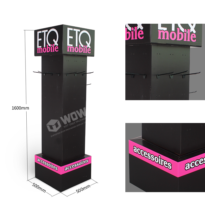 Corrugated Cell Phone Accessories Display Rack Stands with Spinning Design by Store Display Manufacturer
