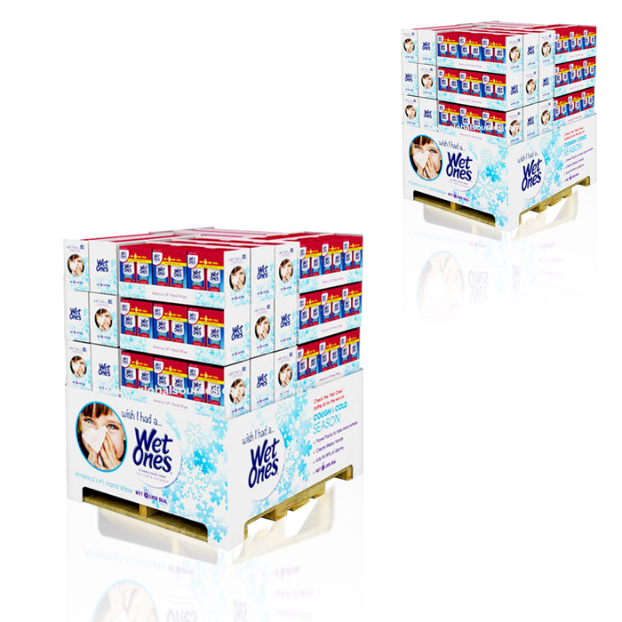 Personal Care Pallet Skirt Display with Corrugated Display Trays for Walmart