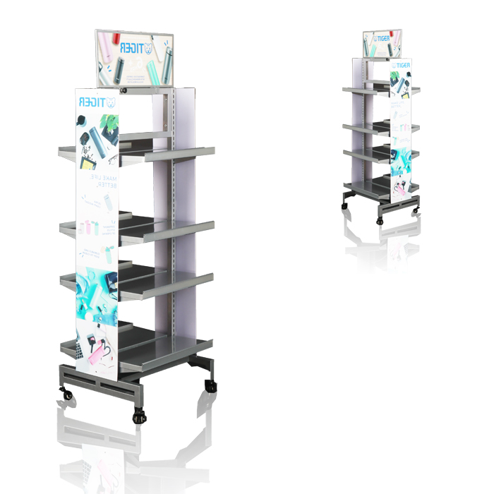 Soda Pop Retail Floor Display with Metal Display Rack