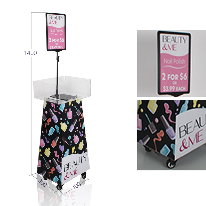 Nail Polish Retail Display Bins with Wheels