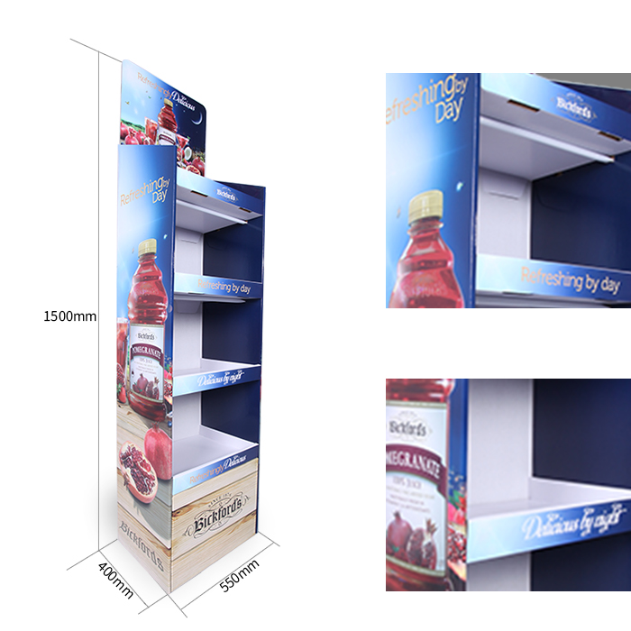 4-Tier POS Pop-Up Cardboard Display Stand for Drink