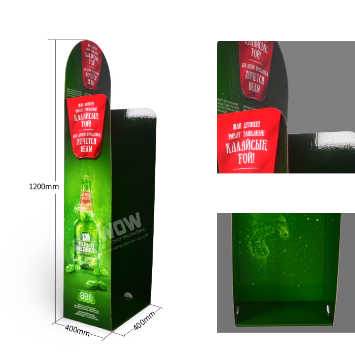 Custom POS Cardboard Bins Display Rack for Beer Merchandising