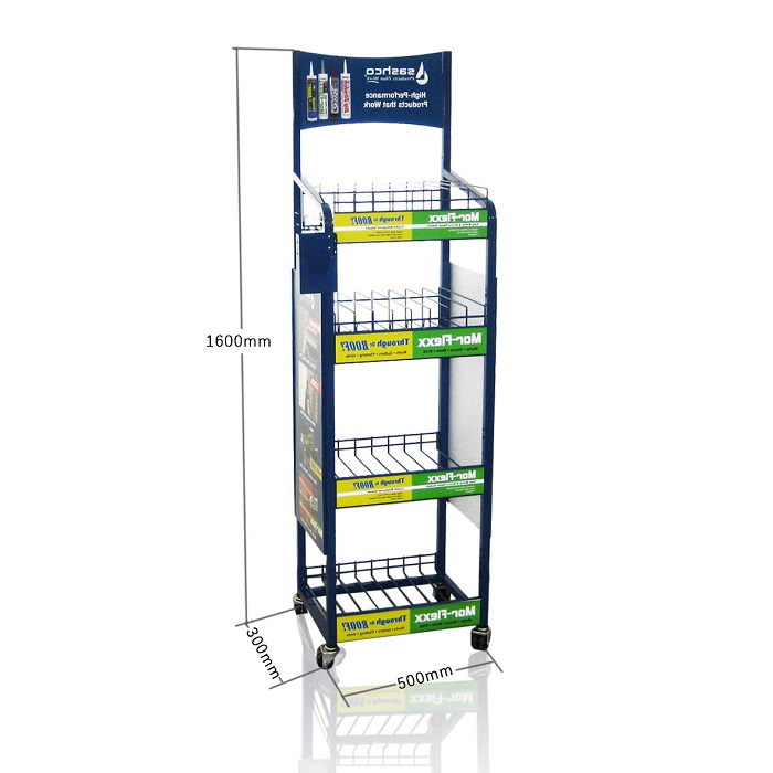 Metal Wire Floor Standing Display Rack for Adhesives Bonds Bottles