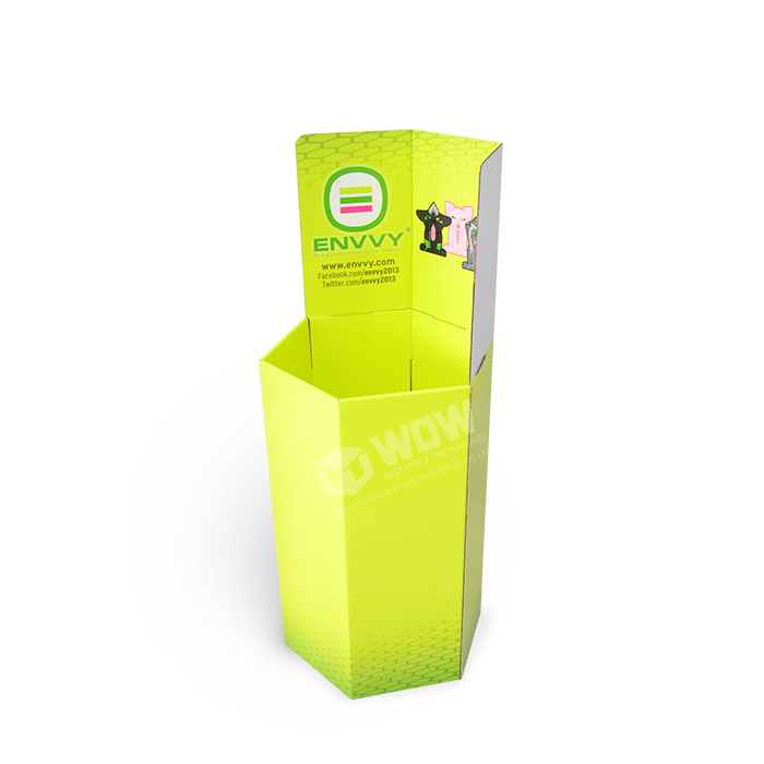 Printed Hexagon Dump Bin Display for Pet Food in Cardboard Shop Stands