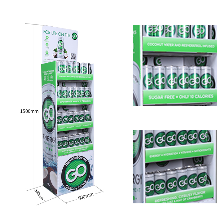 1/4 Pallet Cardboard Floor Standing Display for Engergy Drink