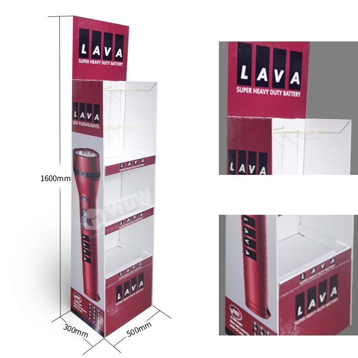 Cardboard Peg Display Stand for Flashlights with POS Marketing Materials