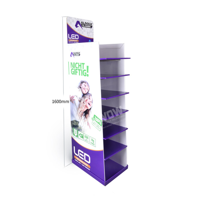 Point of Sale Merchandise for LED Bulbs Display with Standing Cardboard Design