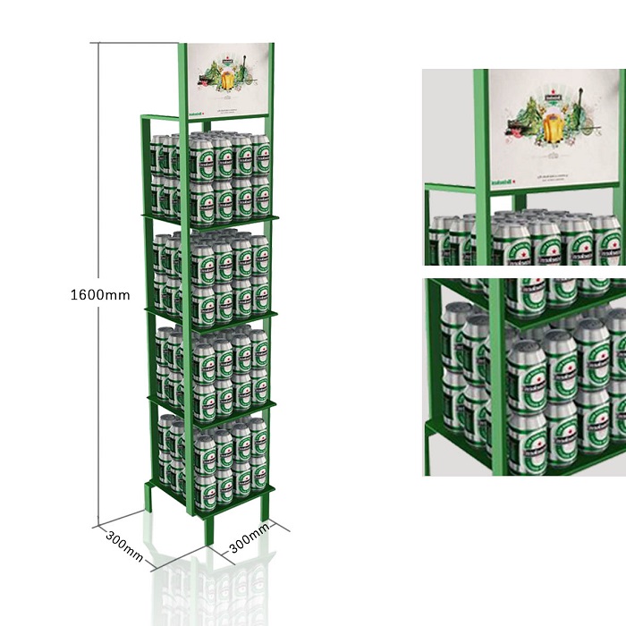 Heavy-Duty Metal Shelf Retail Display for Beer