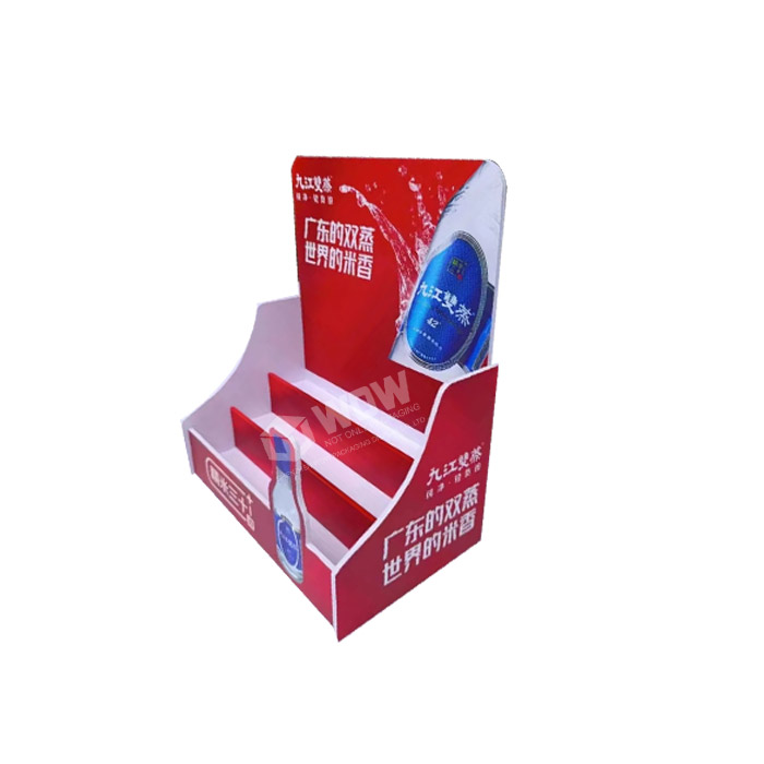 Tier Liquor Bottle Shelf Featuring Point of Purchase Counter Display with 3 Tiers and PVC Display Stand