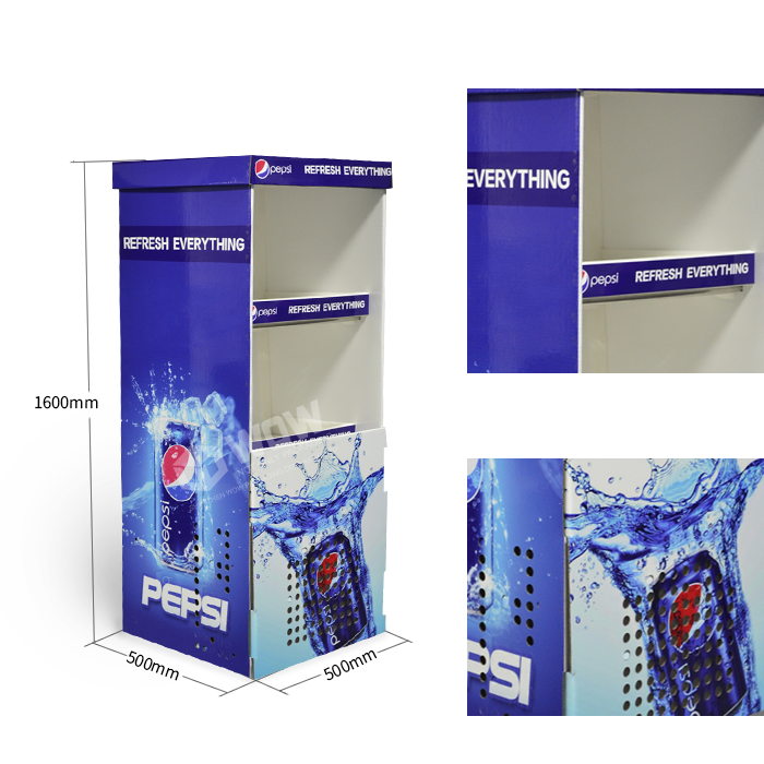 Innovative POP Pepsi Display Rack with Floor Standing Retail Cardboard Display Stand
