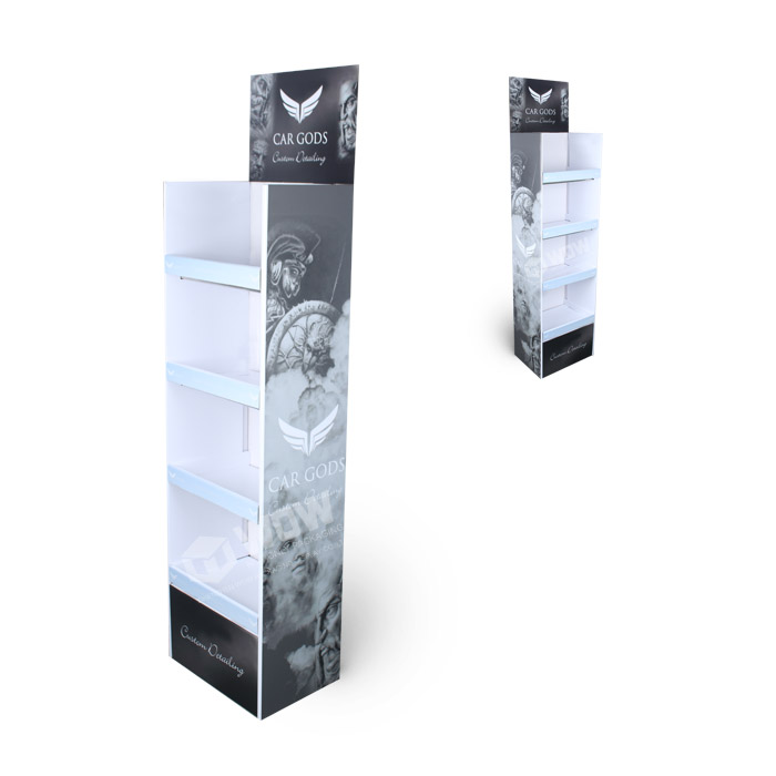 Custom 4-Tier Endcap Perfume Display Racks with Cardboard POP