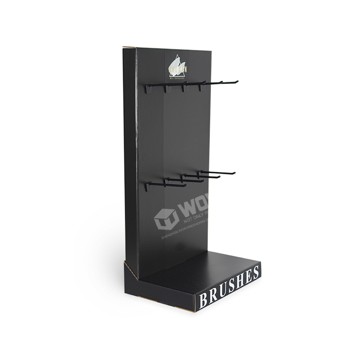 Cardboard Hair Brush Display with Counter Stand and Hooks for Point of Sale