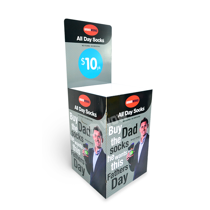 Socks Display Stand Featuring Cardboard Display Dump Bins and Point of Purchase Display Printing