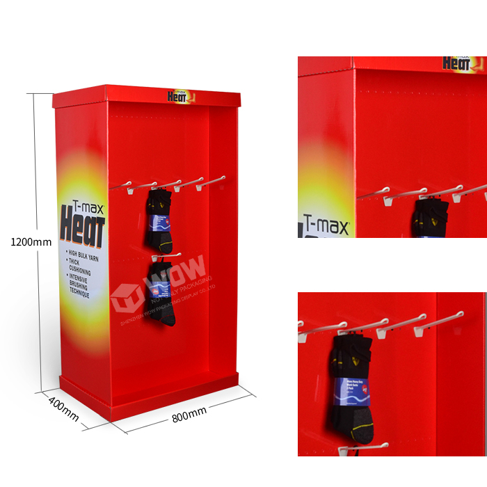 Double-Sided Sock Display Rack with Cardboard Shop Displays and Point of Sale Hanging Display