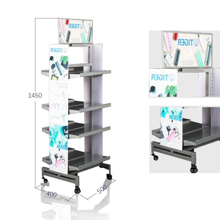 Soda Pop Retail Floor Display with Metal Display Rack