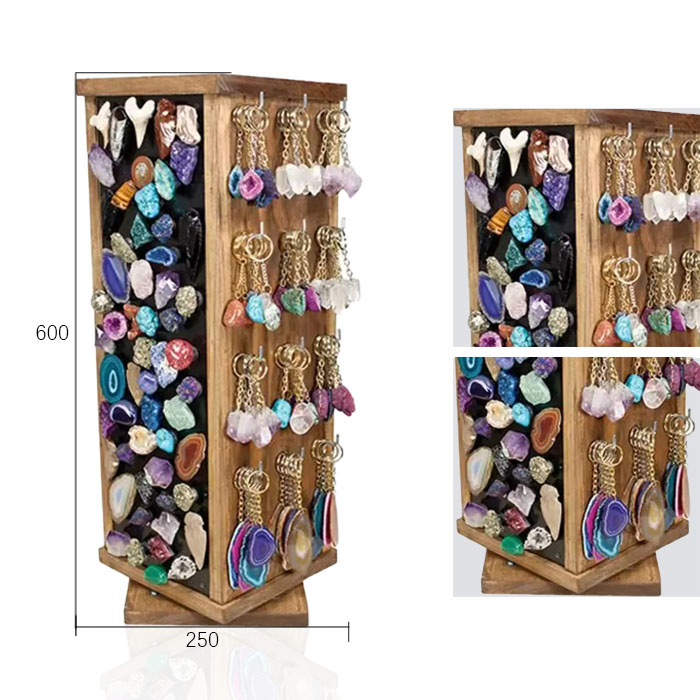 Jewelry Countertop Pegboard Spinner Rack with Wood Display