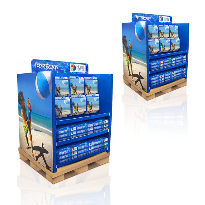 Walmart Pallet Cardboard Toy Display Stands with Corrugated Shelf Display