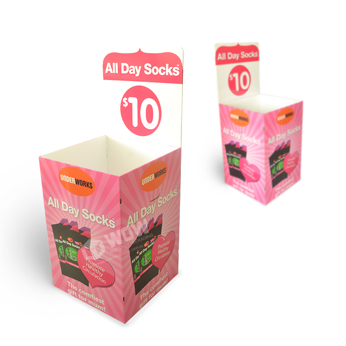 Corrugated Dump Bins for Retail Sock Display Rack and Point of Purchase