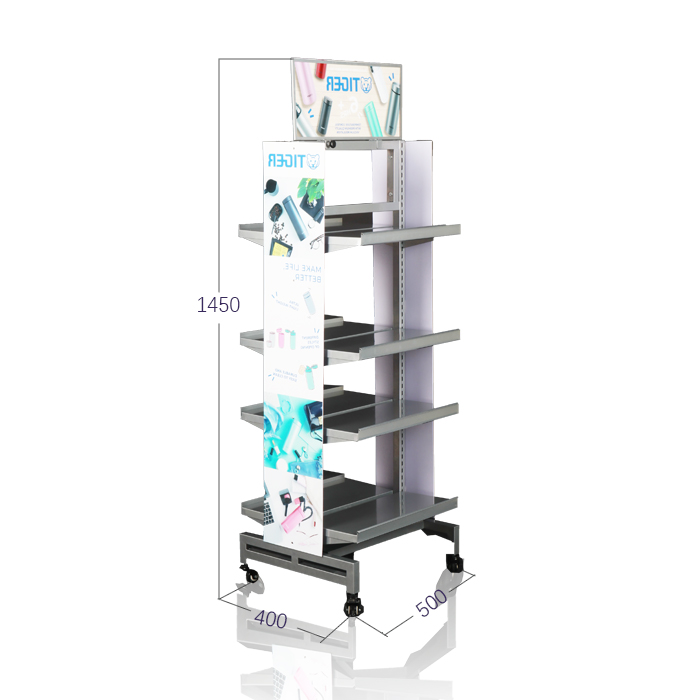 Soda Pop Retail Floor Display with Metal Display Rack