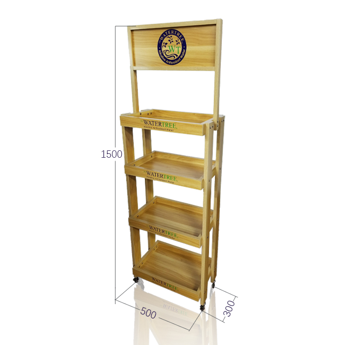 Floor Standing Wooden Liquor Bottle Display Rack