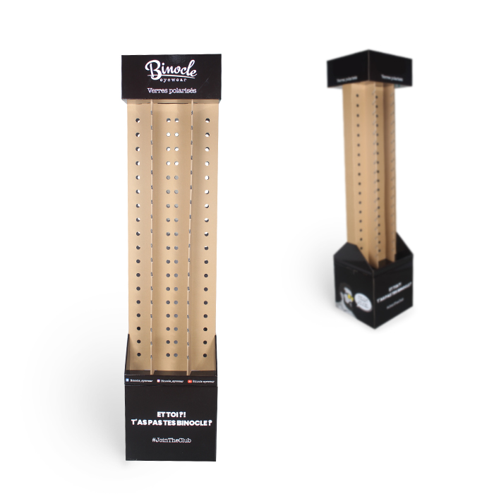 Cardboard Sunglasses Display Featuring Spinning Retail Display Stand and Double-Sided FSDU POS