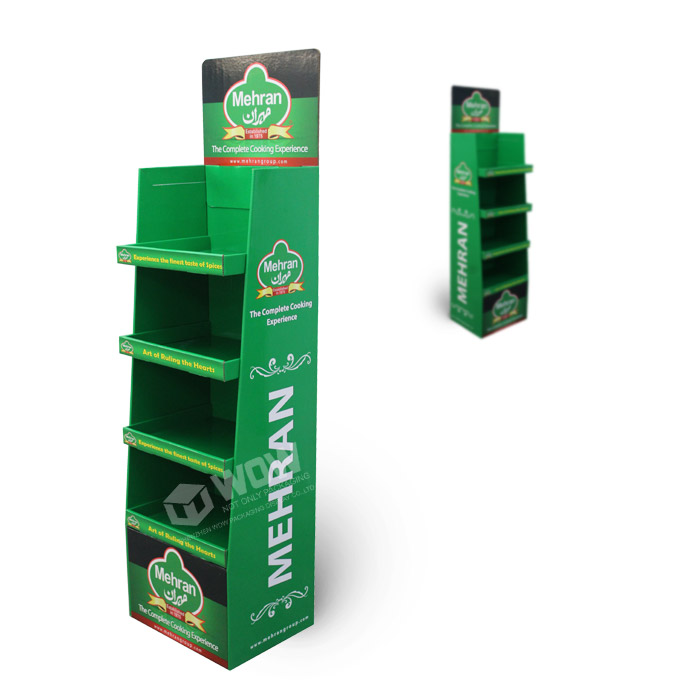 Cardboard FSDU Retail Spice Rack Display with POSM Shelf