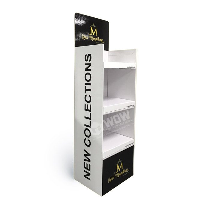 Custom Cardboard Shelves and Custom Made Stands from Cosmetic Display Suppliers Featuring Floor Displays