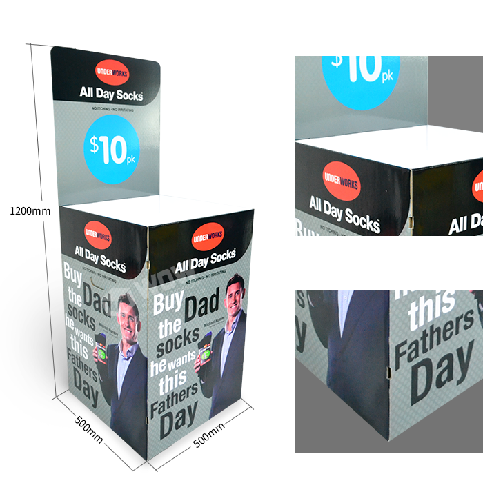 Socks Display Stand Featuring Cardboard Display Dump Bins and Point of Purchase Display Printing