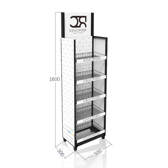 Drink Point of Sale Display with Tiered Floor Rack and Wire Shelving