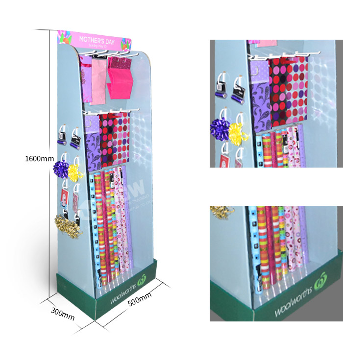 Standing Cardboard Gift Wrap Roll Point of Sale Display Units