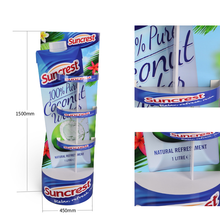 Point of Purchase Sales with Standing Cardboard Display for Coconut Bottle Rack