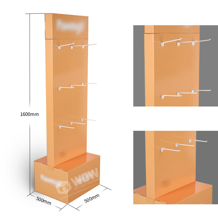 Freestanding Pegboard Mobile Accessories Display Rack in Product Display Karton