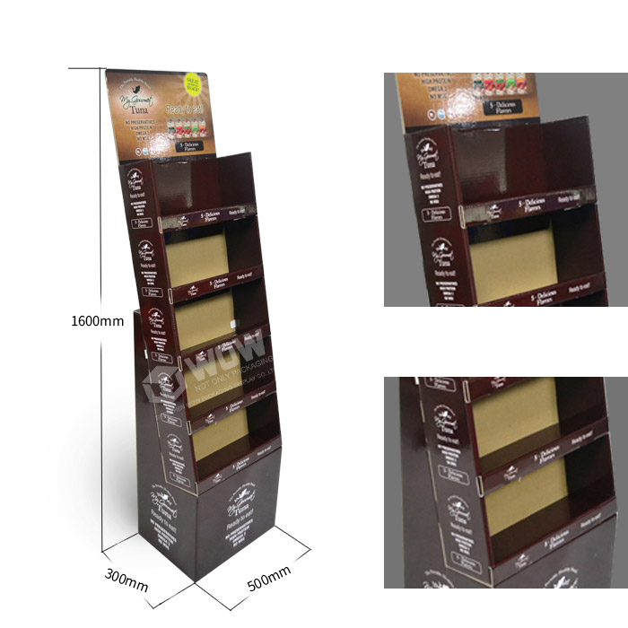 POS Cardboard Snack Floor Stand Display Shelf