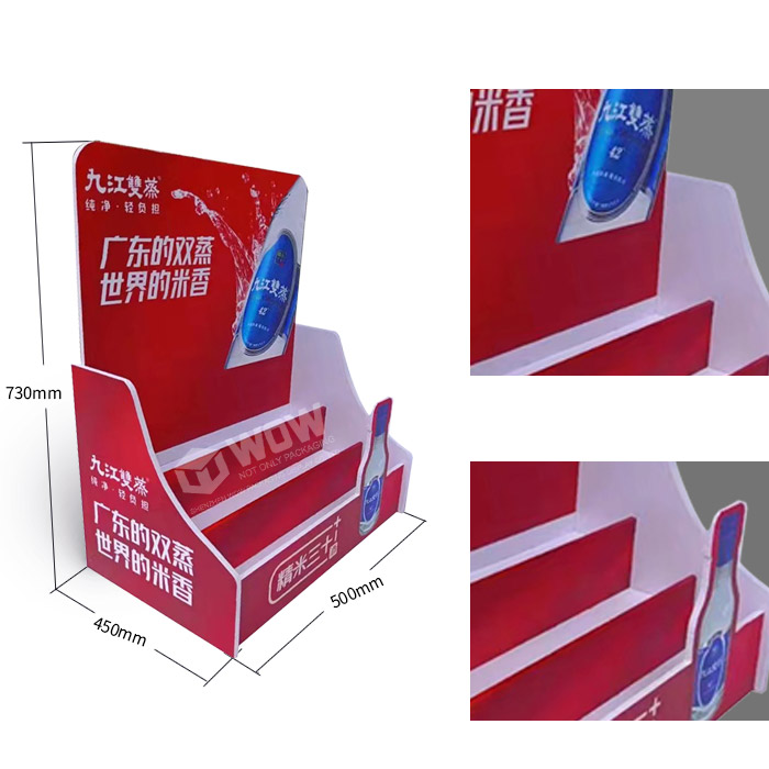 Tier Liquor Bottle Shelf Featuring Point of Purchase Counter Display with 3 Tiers and PVC Display Stand